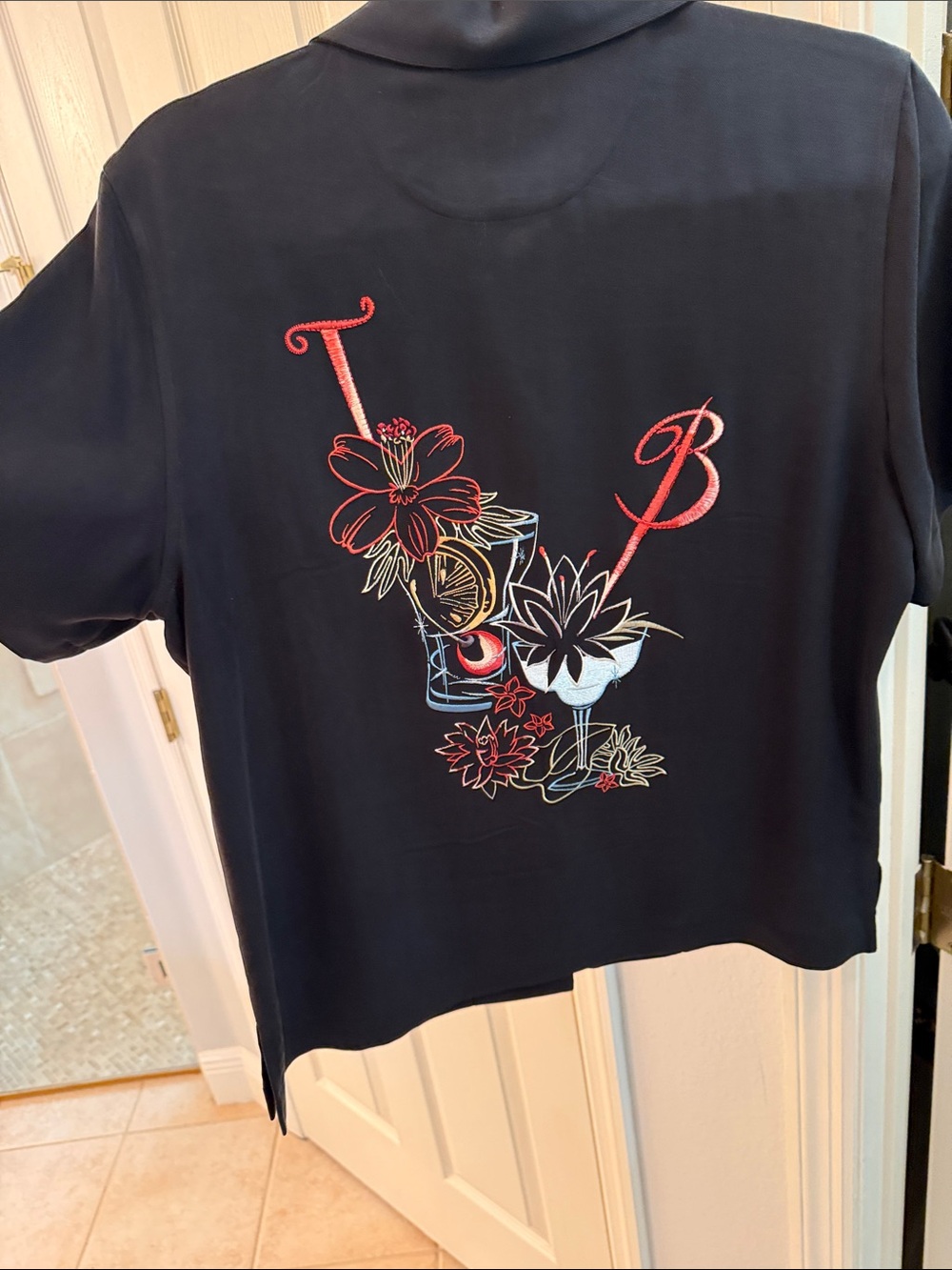 Tommy Bahama Black Silk Button-Front Shirt